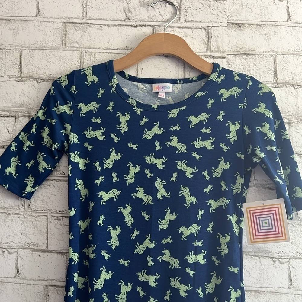 NEW! Short Sleeve T-shirt Midi Dress:LuLaRoe Julia size XXS Unicorn - Picture 7 of 9